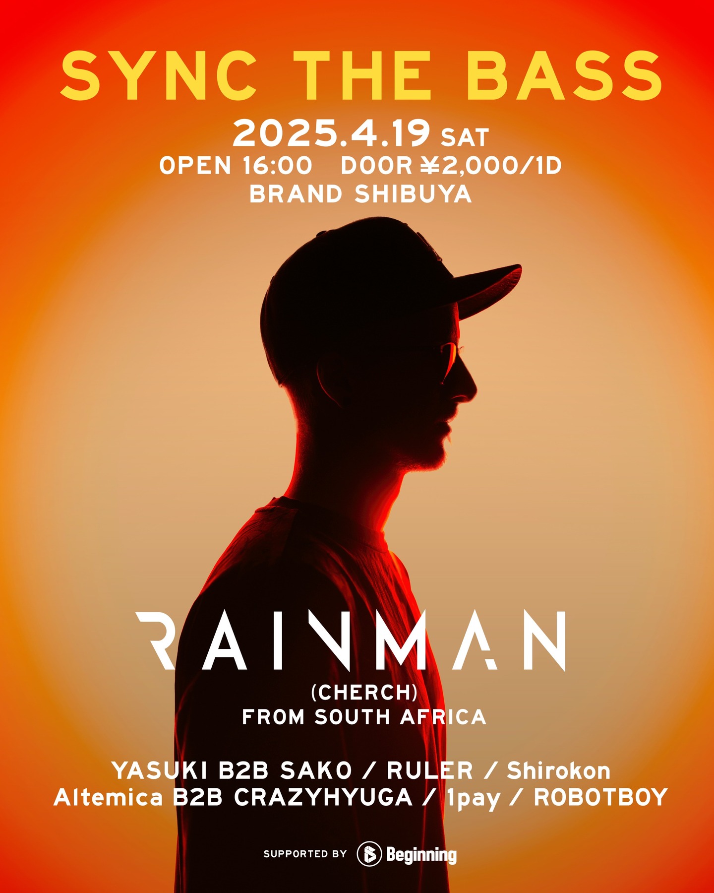 SYNC THE BASS 2025年04月19日(土曜日)に渋谷 クラブのBRAND SHIBUYAで開催されるALL MIXイベント